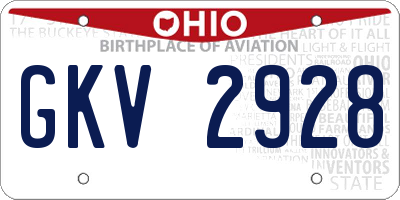 OH license plate GKV2928