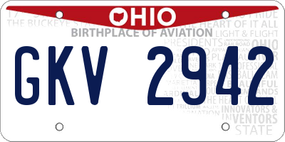 OH license plate GKV2942
