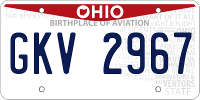 OH license plate GKV2967