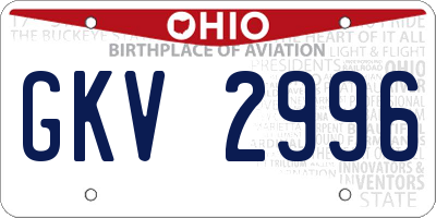 OH license plate GKV2996