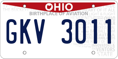 OH license plate GKV3011