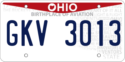 OH license plate GKV3013