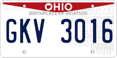 OH license plate GKV3016
