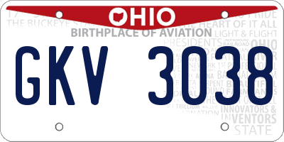 OH license plate GKV3038