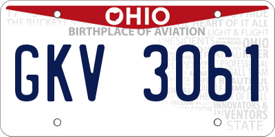 OH license plate GKV3061
