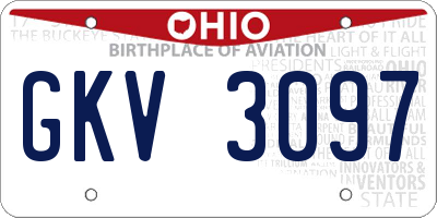 OH license plate GKV3097