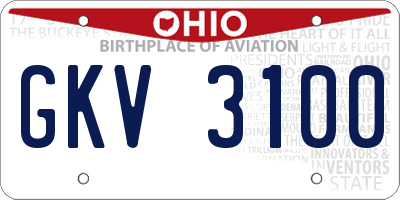 OH license plate GKV3100