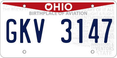 OH license plate GKV3147