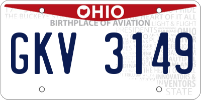 OH license plate GKV3149