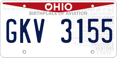 OH license plate GKV3155