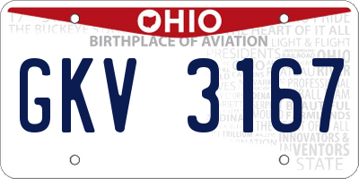 OH license plate GKV3167