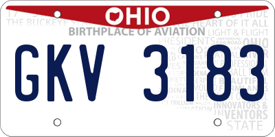 OH license plate GKV3183