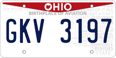 OH license plate GKV3197