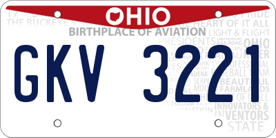 OH license plate GKV3221