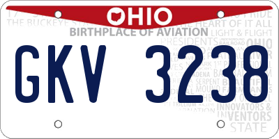 OH license plate GKV3238