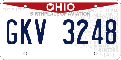 OH license plate GKV3248