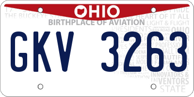 OH license plate GKV3263