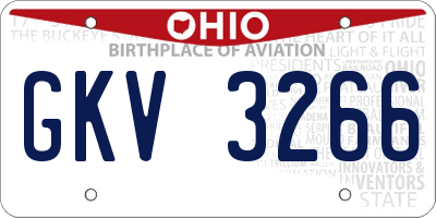 OH license plate GKV3266
