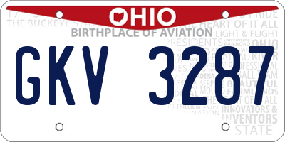 OH license plate GKV3287