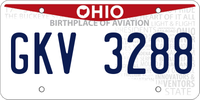 OH license plate GKV3288