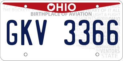 OH license plate GKV3366