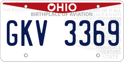 OH license plate GKV3369