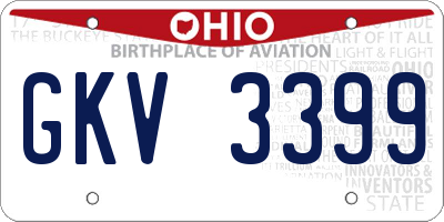 OH license plate GKV3399