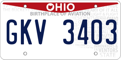 OH license plate GKV3403