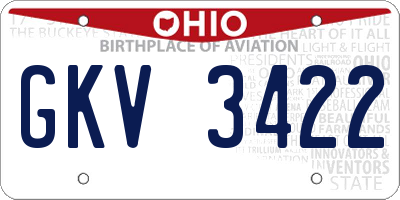 OH license plate GKV3422