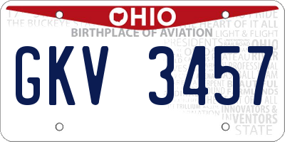 OH license plate GKV3457