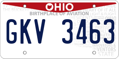 OH license plate GKV3463