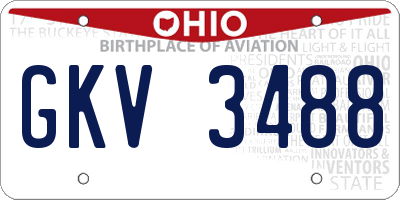 OH license plate GKV3488