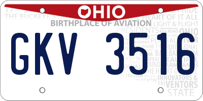 OH license plate GKV3516