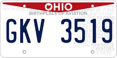OH license plate GKV3519