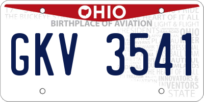 OH license plate GKV3541