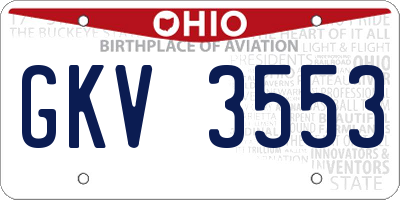 OH license plate GKV3553