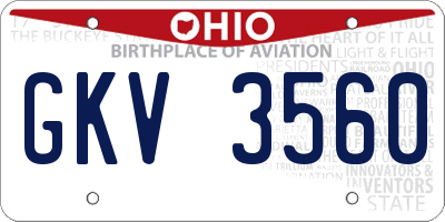 OH license plate GKV3560
