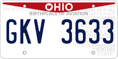 OH license plate GKV3633
