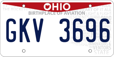 OH license plate GKV3696