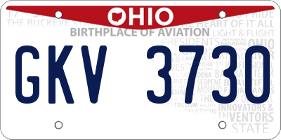 OH license plate GKV3730
