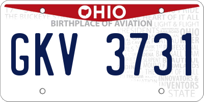 OH license plate GKV3731