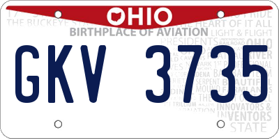 OH license plate GKV3735