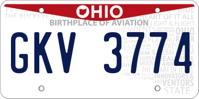 OH license plate GKV3774