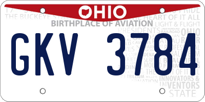 OH license plate GKV3784