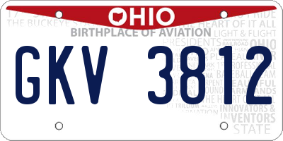 OH license plate GKV3812