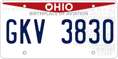 OH license plate GKV3830