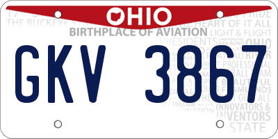 OH license plate GKV3867