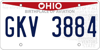 OH license plate GKV3884
