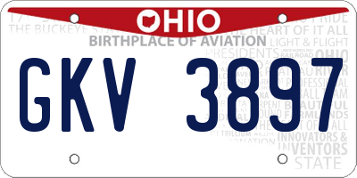 OH license plate GKV3897