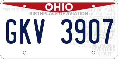 OH license plate GKV3907